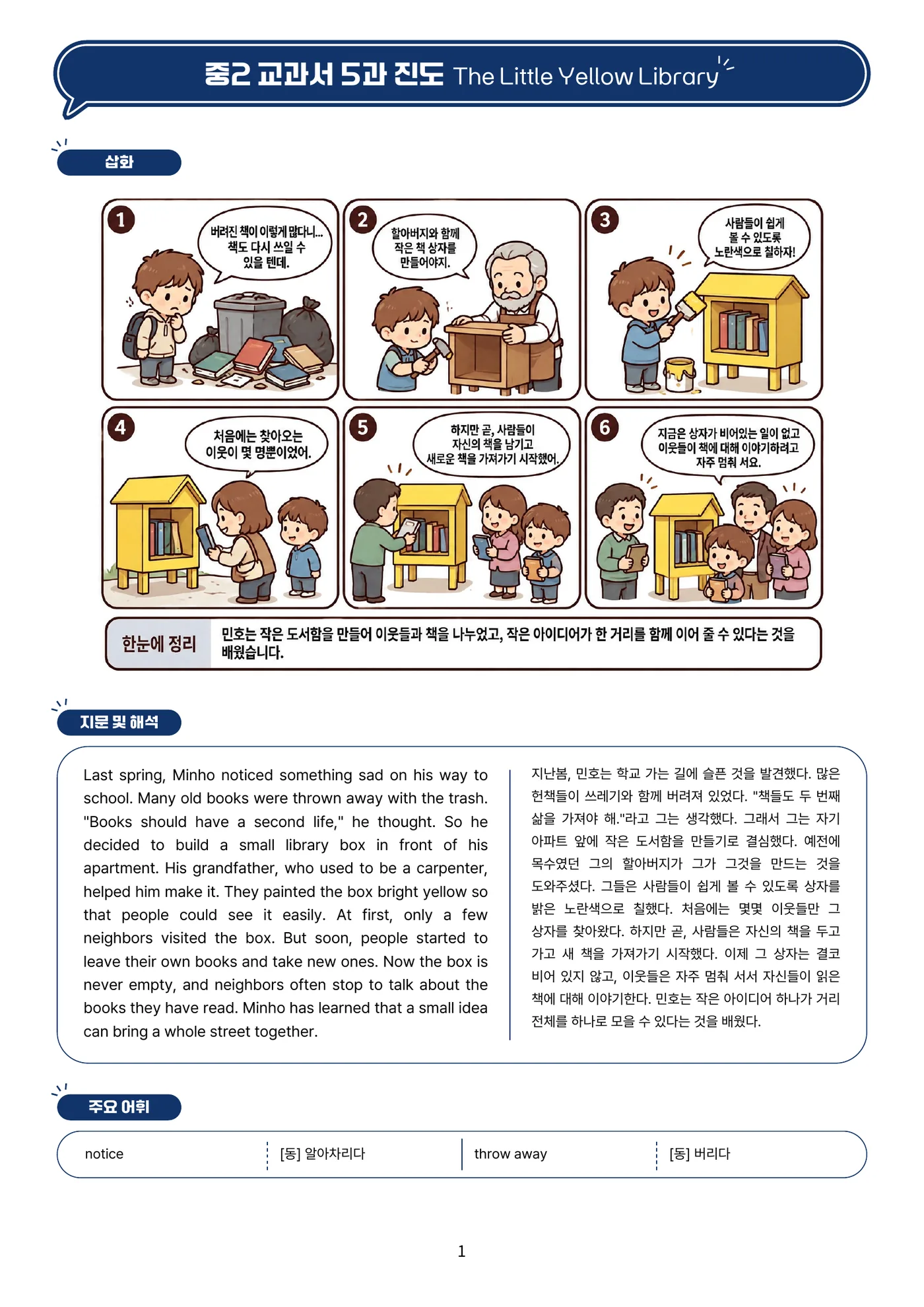 내신대비 STEP 01 지문분석 견본
