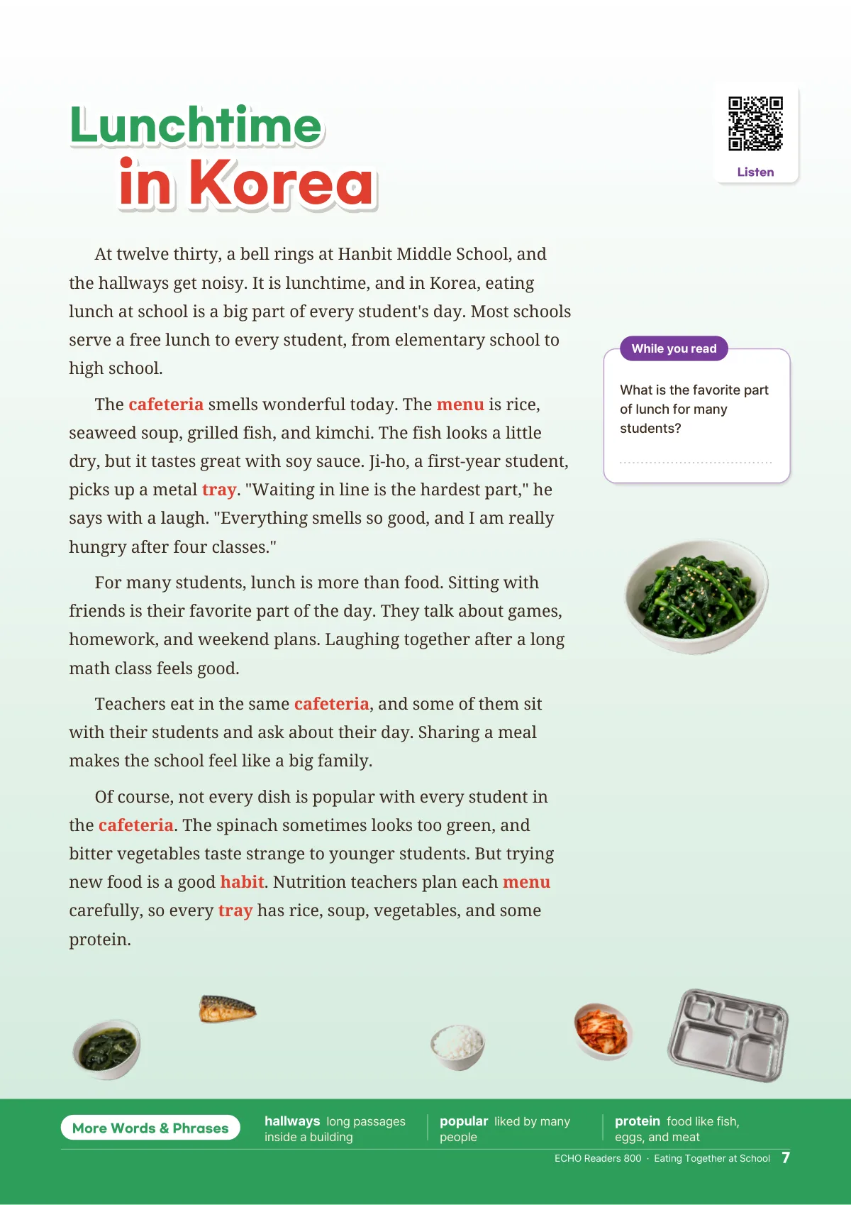 ECHO Readers 800 · Eating Together at School 교재 쪽